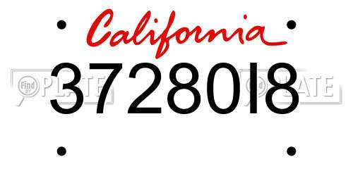 37280I8 California License Plate