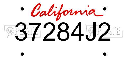 37284J2 California License Plate