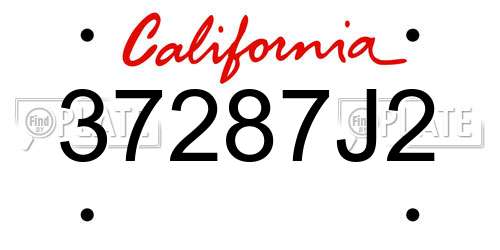 37287J2 California License Plate