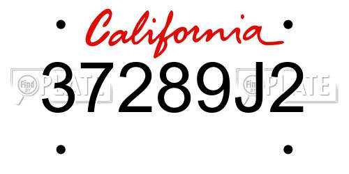 37289J2 California License Plate