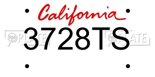 3728TS California License Plate