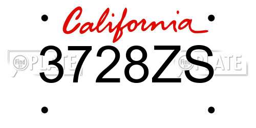 3728ZS California License Plate