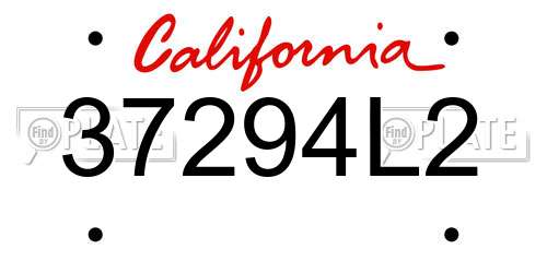 37294L2 California License Plate