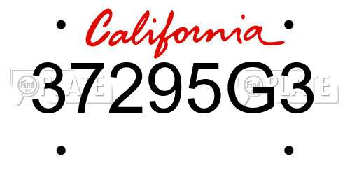 37295G3 California License Plate