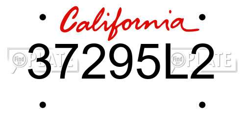 37295L2 California License Plate
