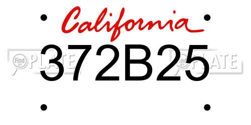 372B25 California License Plate