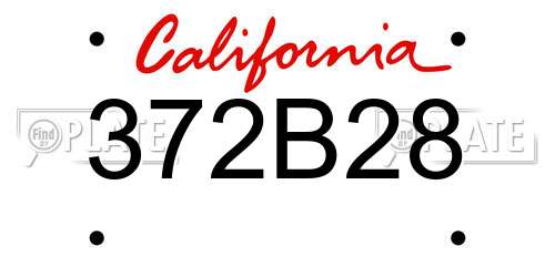 372B28 California License Plate