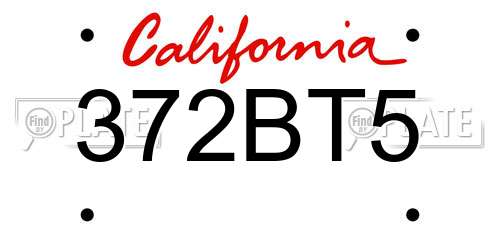 372BT5 California License Plate