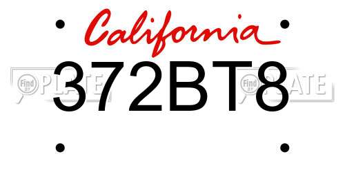 372BT8 California License Plate