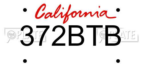 372BTB California License Plate