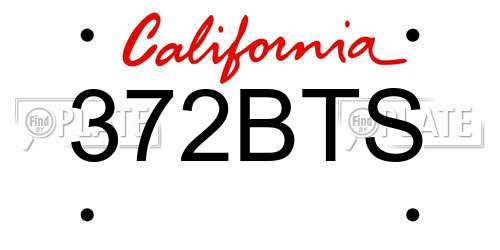 372BTS California License Plate