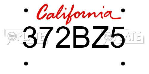372BZ5 California License Plate