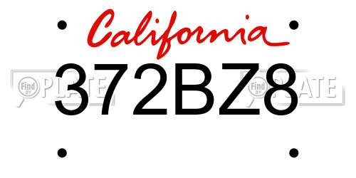 372BZ8 California License Plate