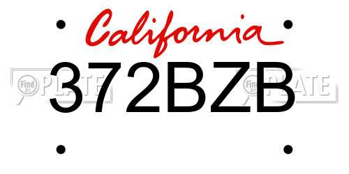 372BZB California License Plate