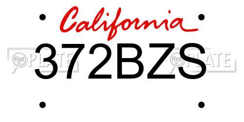 372BZS California License Plate