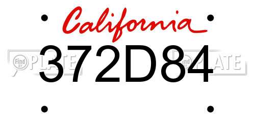 372D84 California License Plate