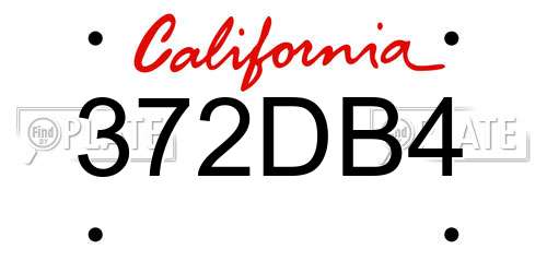 372DB4 California License Plate