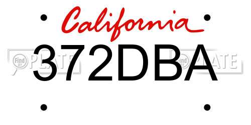 372DBA California License Plate