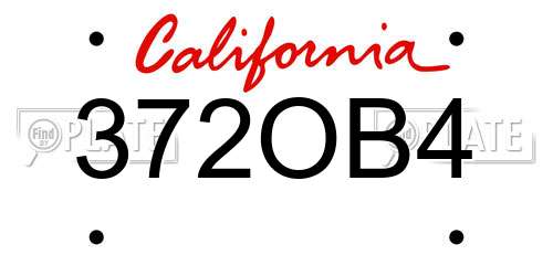 372OB4 California License Plate