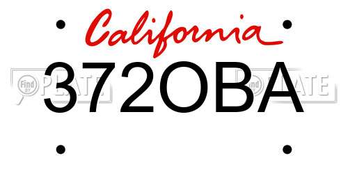 372OBA California License Plate