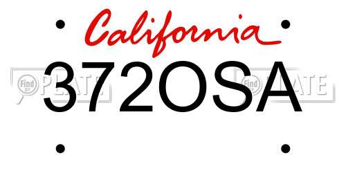 372OSA California License Plate
