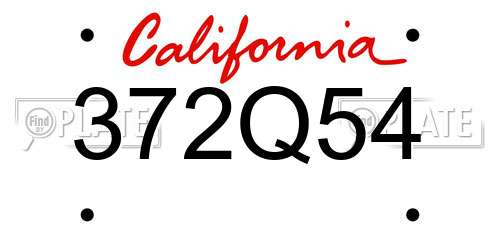 372Q54 California License Plate