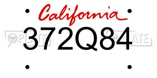 372Q84 California License Plate