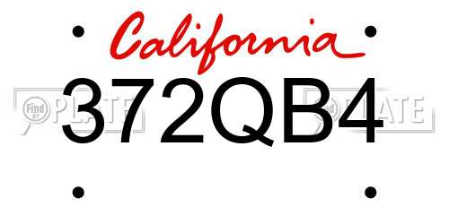 372QB4 California License Plate