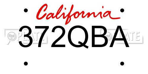 372QBA California License Plate