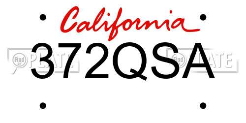 372QSA California License Plate