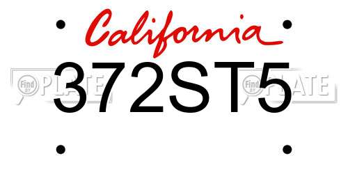 372ST5 California License Plate