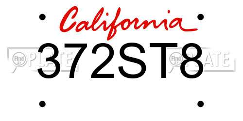 372ST8 California License Plate