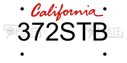 372STB California License Plate