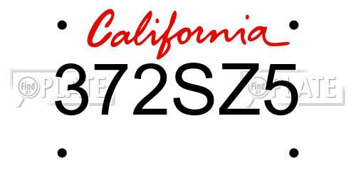 372SZ5 California License Plate