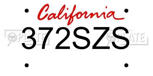 372SZS California License Plate