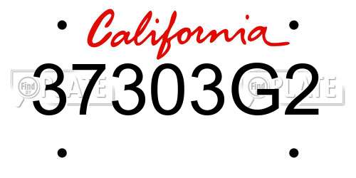 37303G2 California License Plate