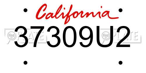 37309U2 California License Plate