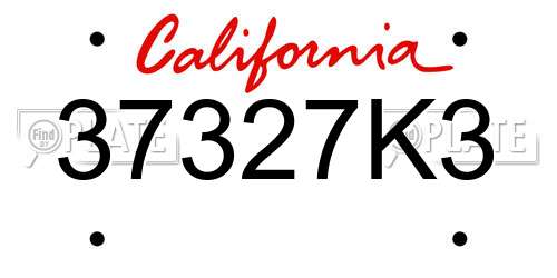 37327K3 California License Plate