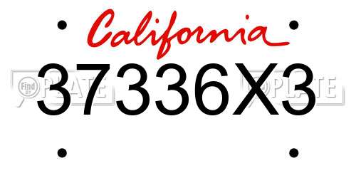 37336X3 California License Plate