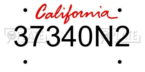 37340N2 California License Plate