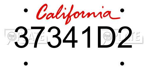 37341D2 California License Plate