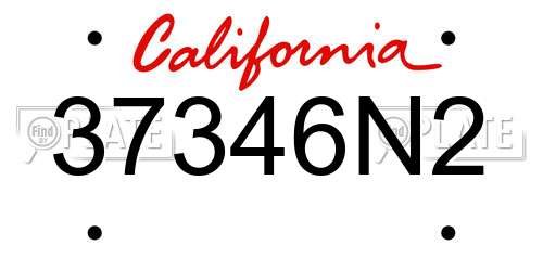 37346N2 California License Plate