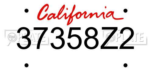 37358Z2 California License Plate