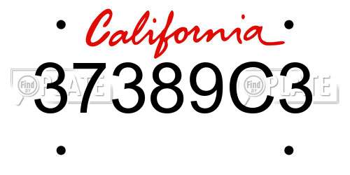 37389C3 California License Plate