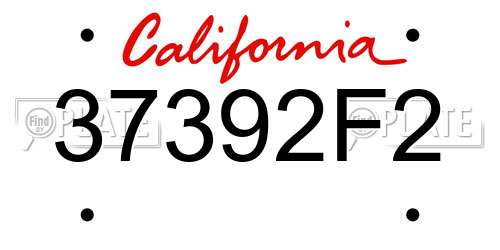 37392F2 California License Plate
