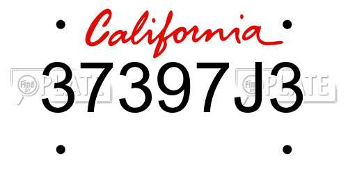 37397J3 California License Plate