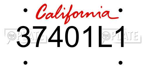 37401L1 California License Plate