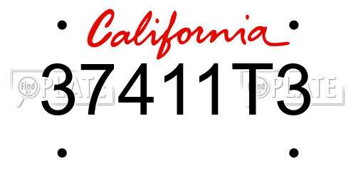 37411T3 California License Plate
