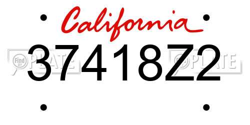 37418Z2 California License Plate