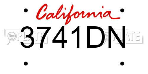 3741DN California License Plate